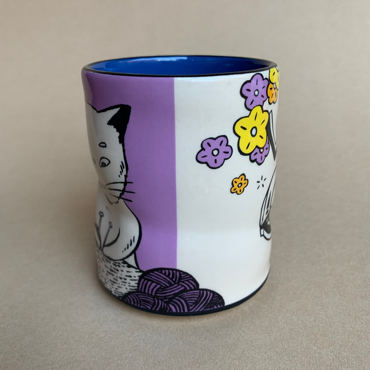 Lucky Cat Knitting Cup - Large