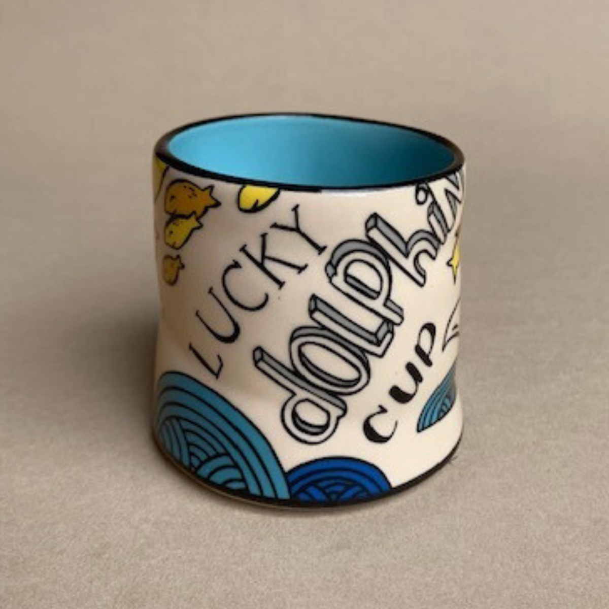 Lucky Dolphin Cup by The Bowl Maker - Ceramic Coffee Tea Mug - Back