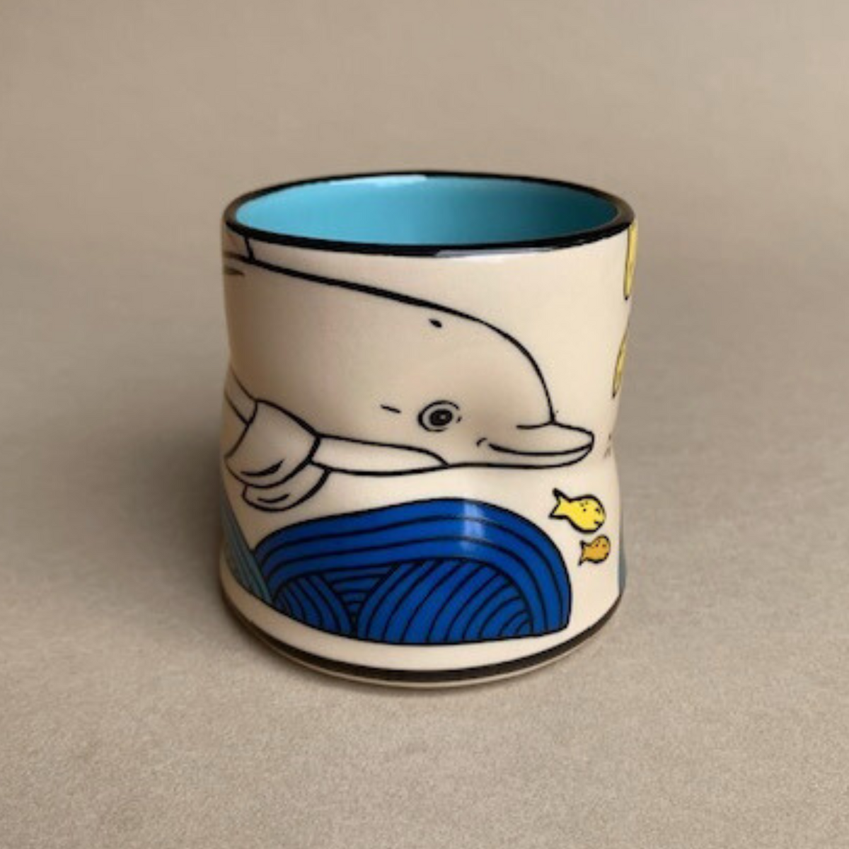 Lucky Dolphin Cup by The Bowl Maker - Ceramic Coffee Tea Mug - Front