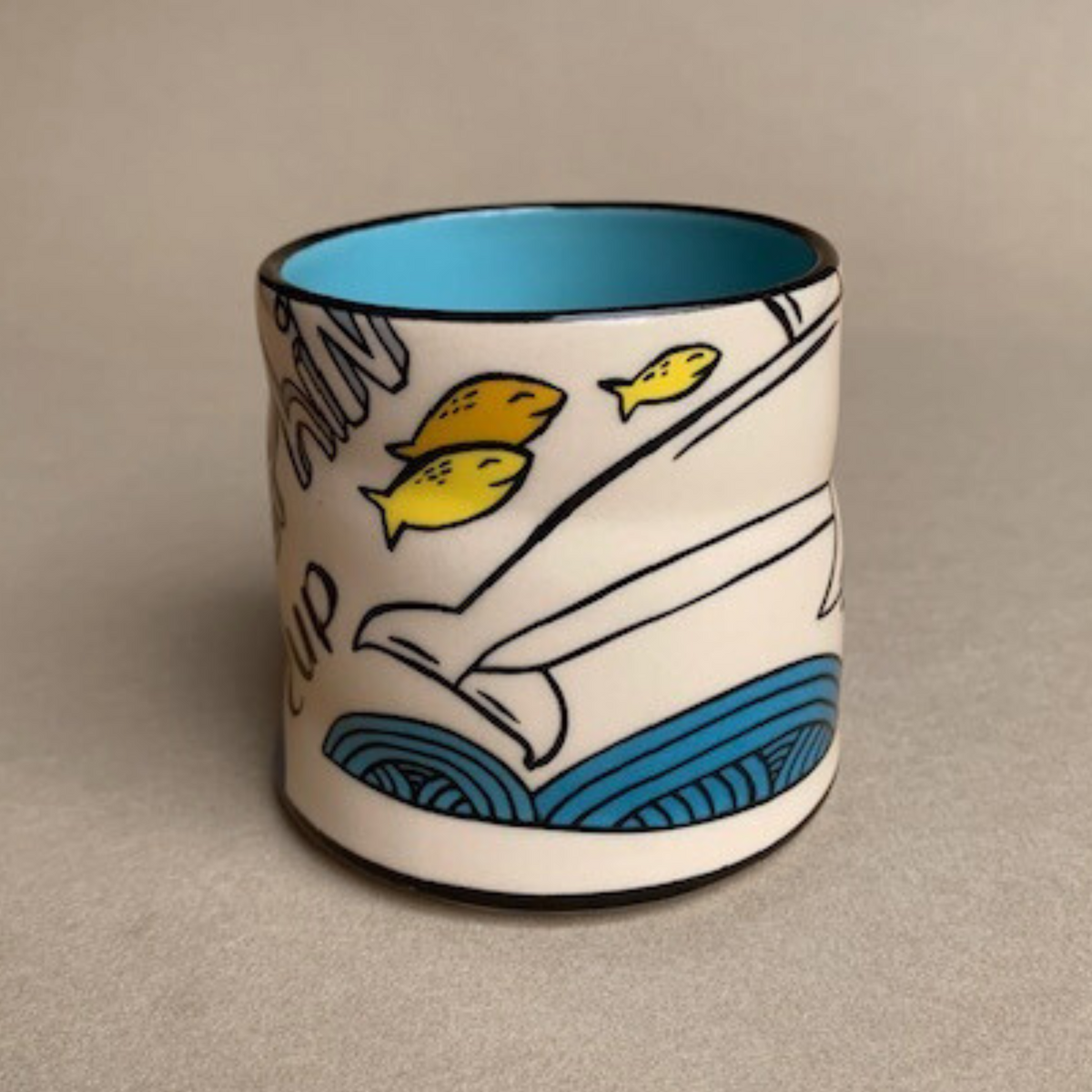 Lucky Dolphin Cup by The Bowl Maker - Ceramic Coffee Tea Mug - Side