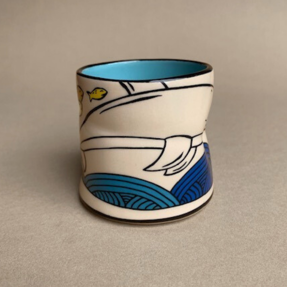 Lucky Dolphin Cup by The Bowl Maker - Ceramic Coffee Tea Mug - Side 2