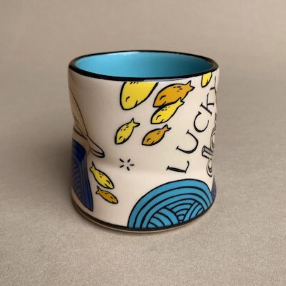 Lucky Dolphin Cup by The Bowl Maker - Ceramic Coffee Tea Mug - Side 3