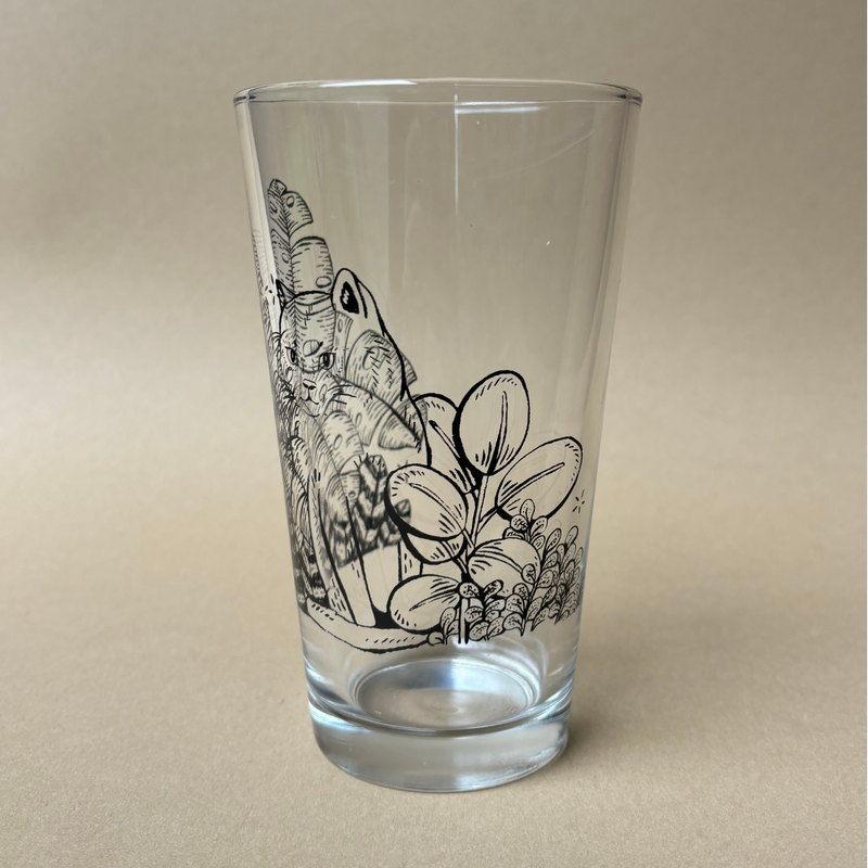 Cat with Plants Pint Glass by The Bowl Maker