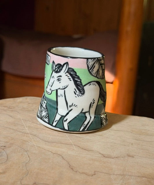 original cup BIRD AND HORSE