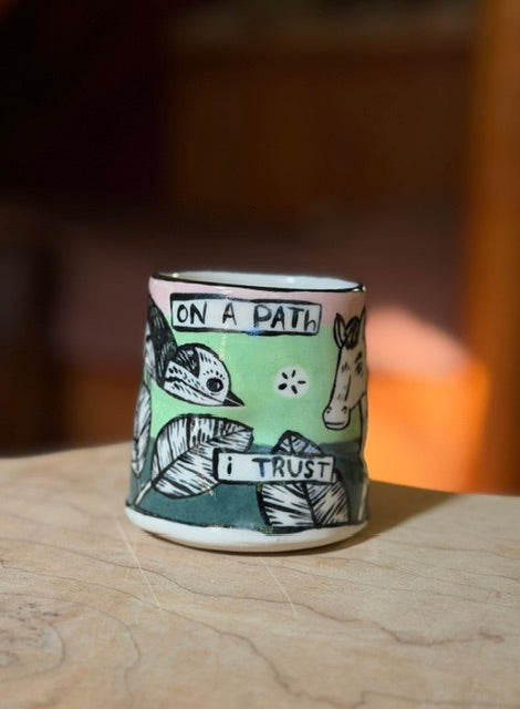 original cup BIRD AND HORSE