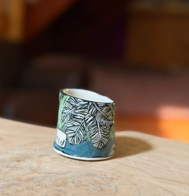 original cup GREAT HORNED SHEEP AND GNOME