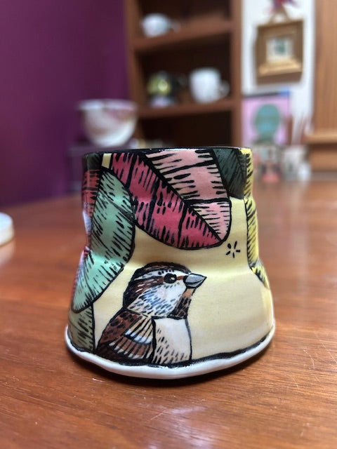 original cup BIRD IN LEAVES