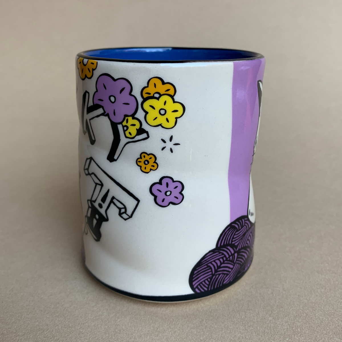 Lucky Cat Knitting Cup - Large