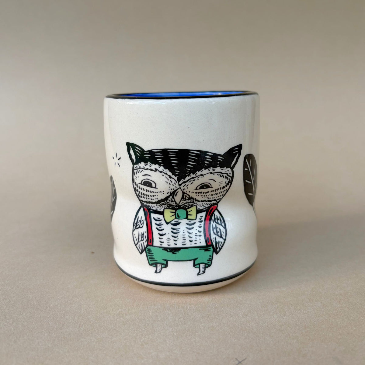 Lucky Owl Cup - Medium Ceramic Mug - 6oz
