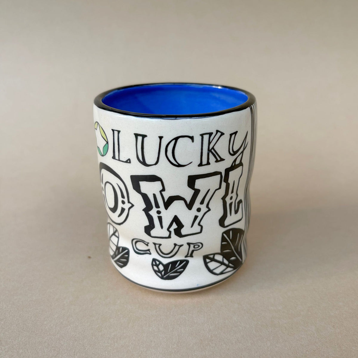 Lucky Owl Cup - Medium Ceramic Mug - 6oz