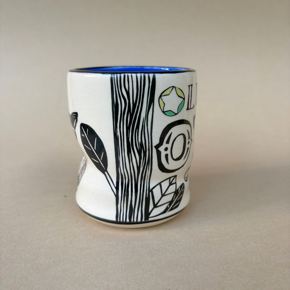 Lucky Owl Cup - Medium Ceramic Mug - 6oz
