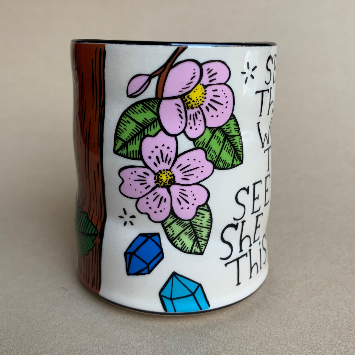 Loves Land Spark Cup by The Bowl Maker - Ceramic Coffee Tea Mug - Side 3