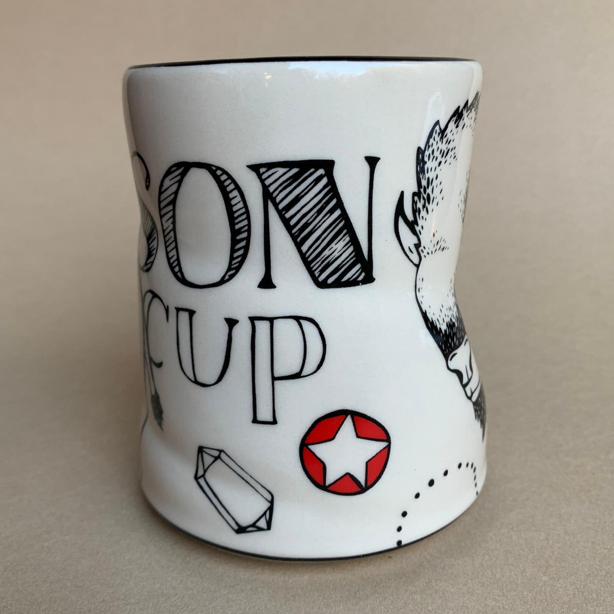 Lucky Bison Cup by The Bowl Maker - Ceramic Coffee Tea Mug - Side 3