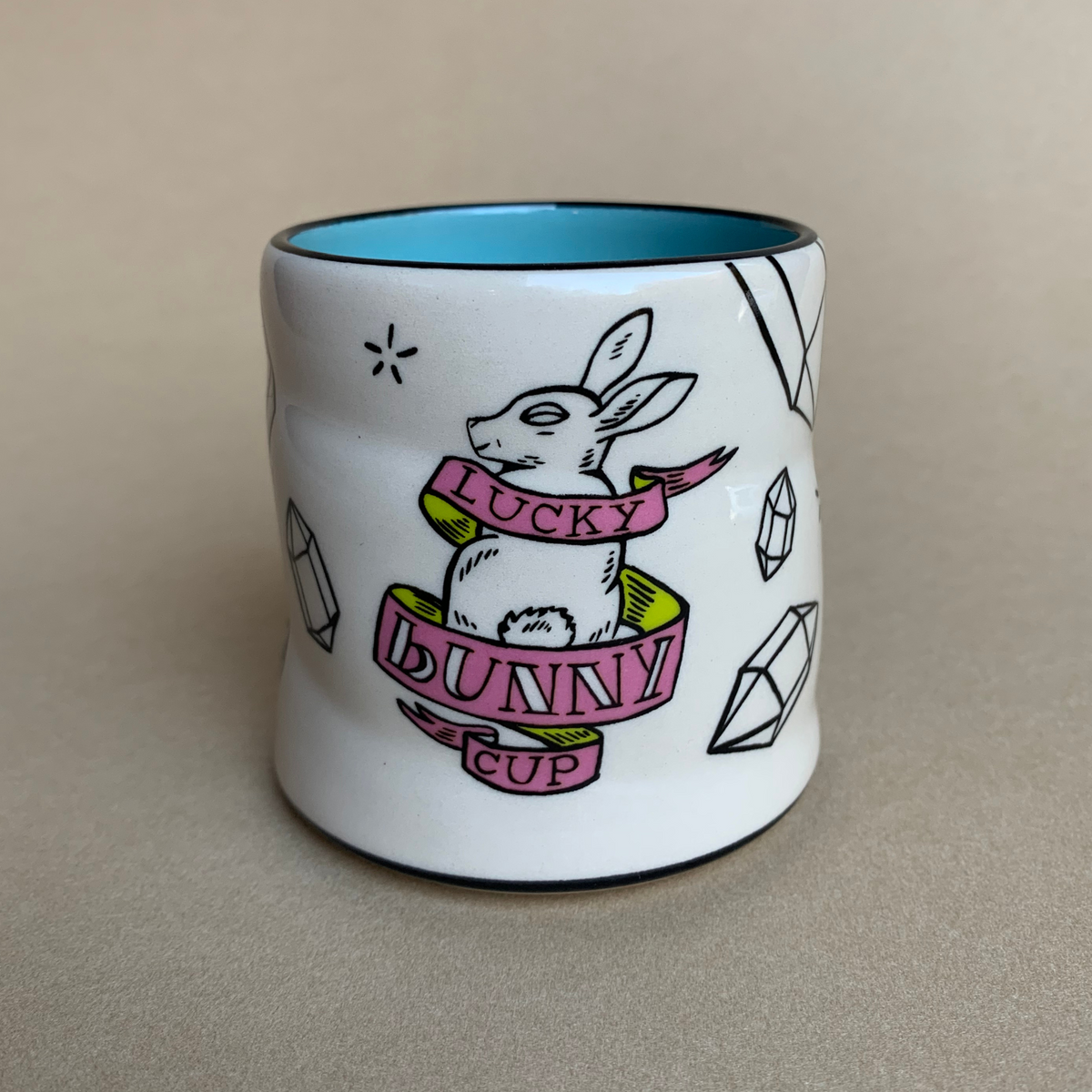 Lucky Bunny Cup by The Bowl Maker - Ceramic Coffee Tea Mug - Back