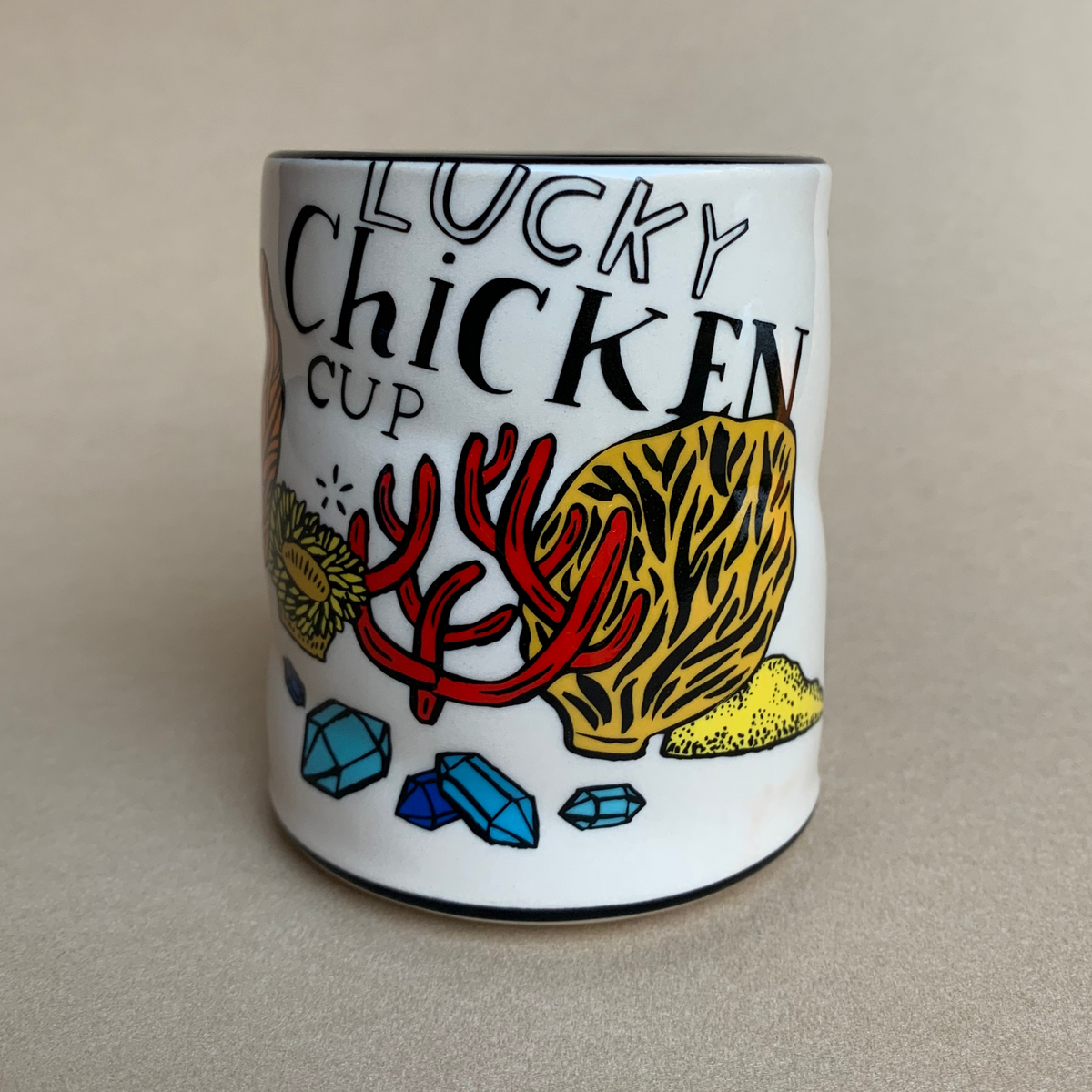 Lucky Chicken Snorkeling Cup by The Bowl Maker - Ceramic Coffee Tea Mug - Back