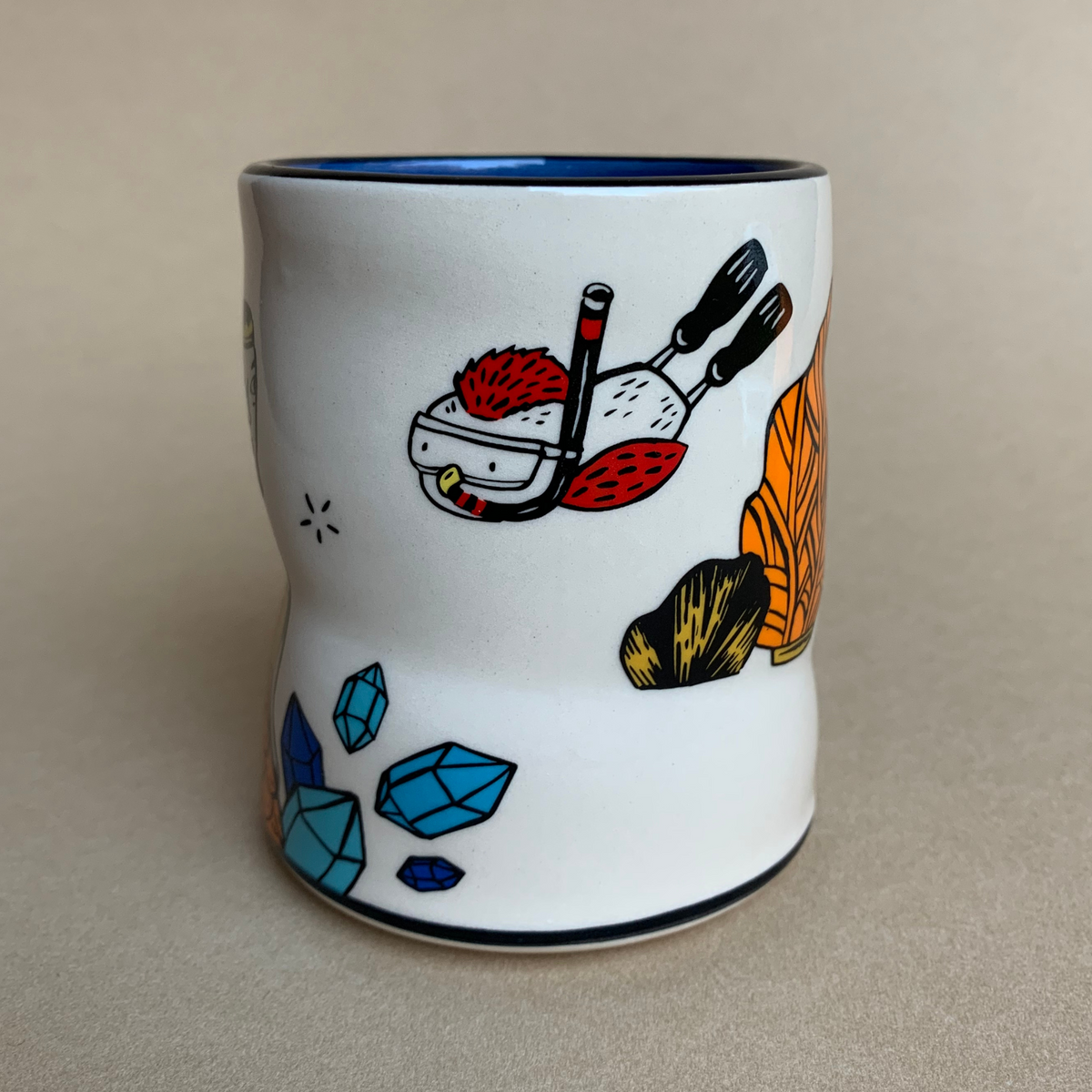 Lucky Chicken Snorkeling Cup by The Bowl Maker - Ceramic Coffee Tea Mug - Front