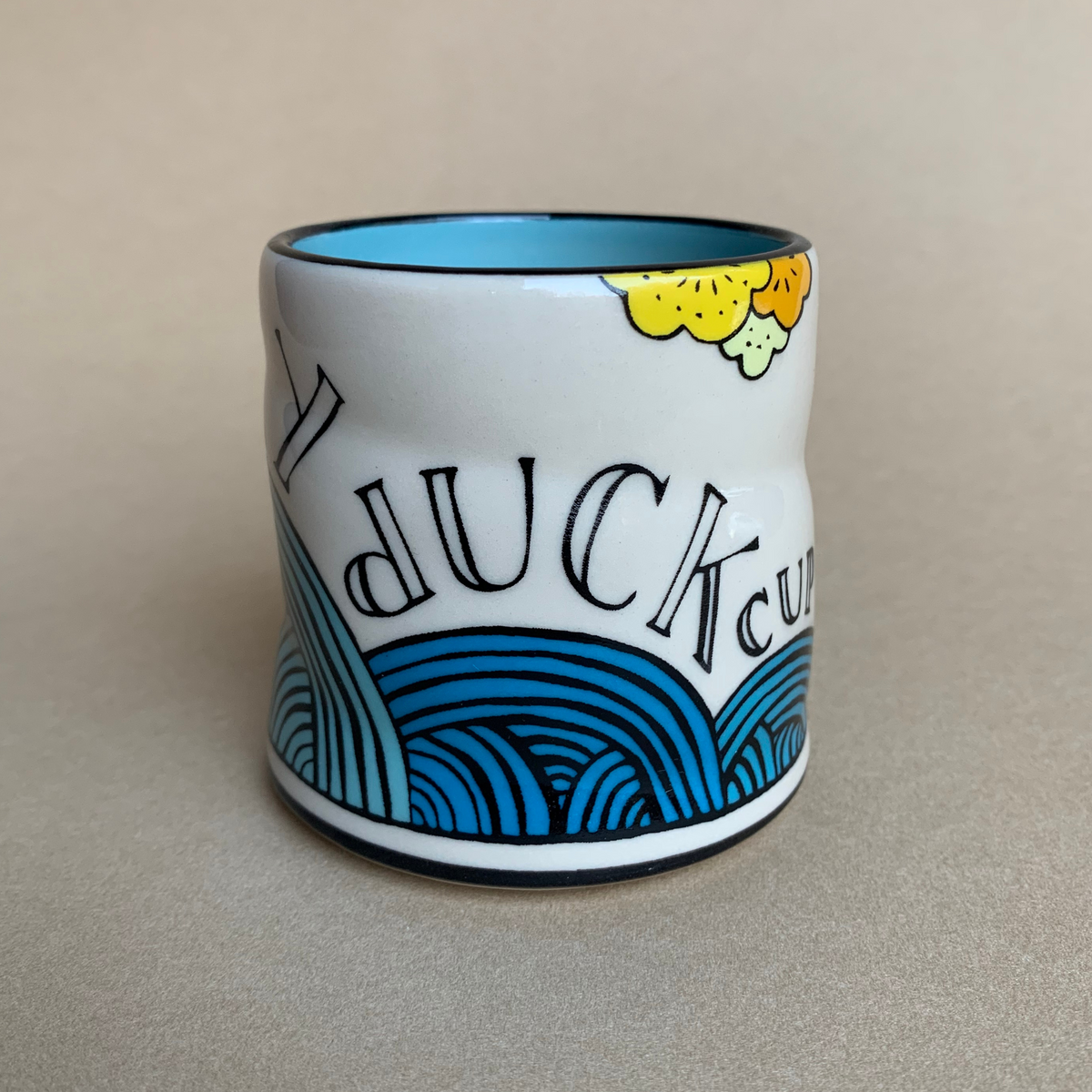 Lucky Duck Cup by The Bowl Maker - Ceramic Coffee Tea Mug - Back