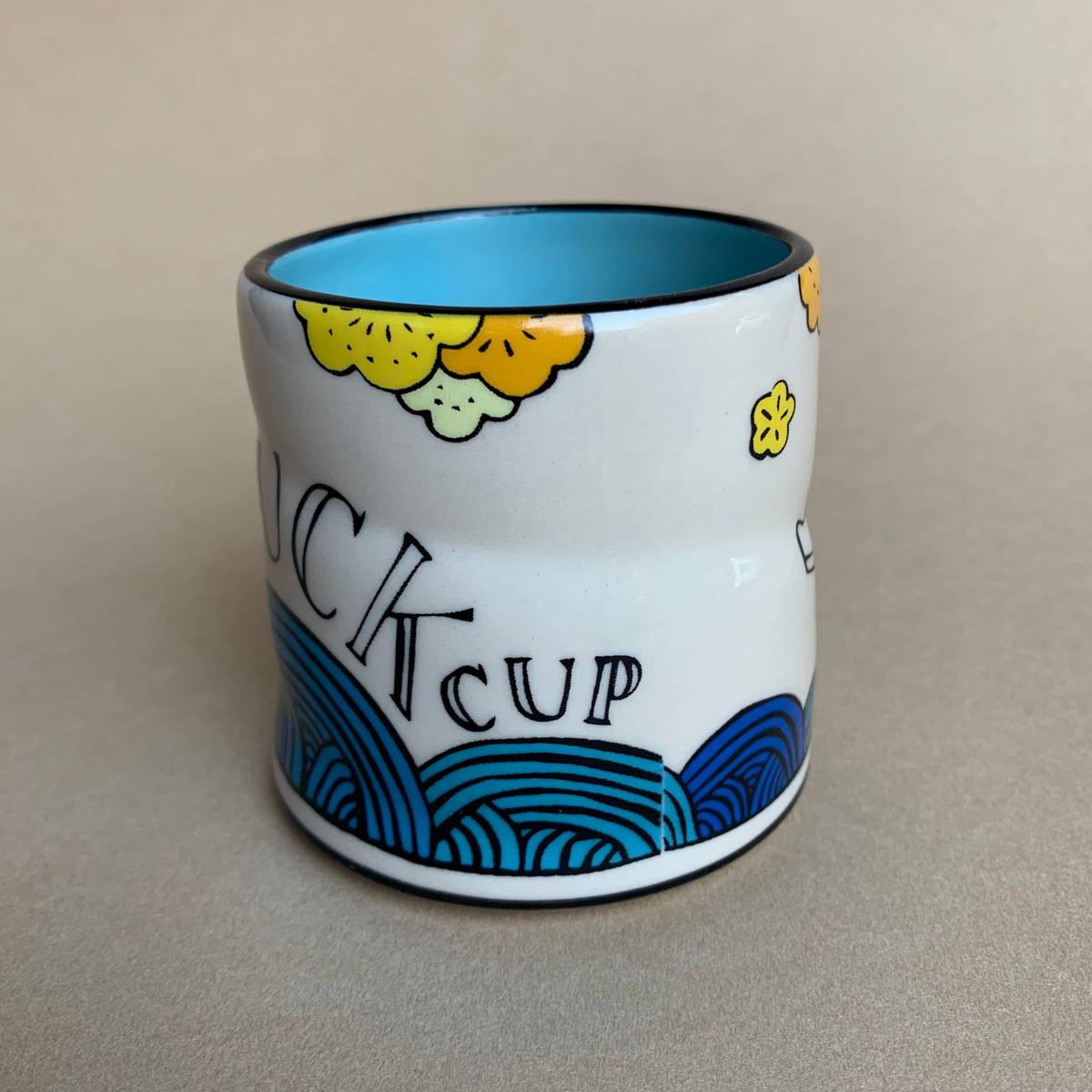 Lucky Duck Cup by The Bowl Maker - Ceramic Coffee Tea Mug - Side
