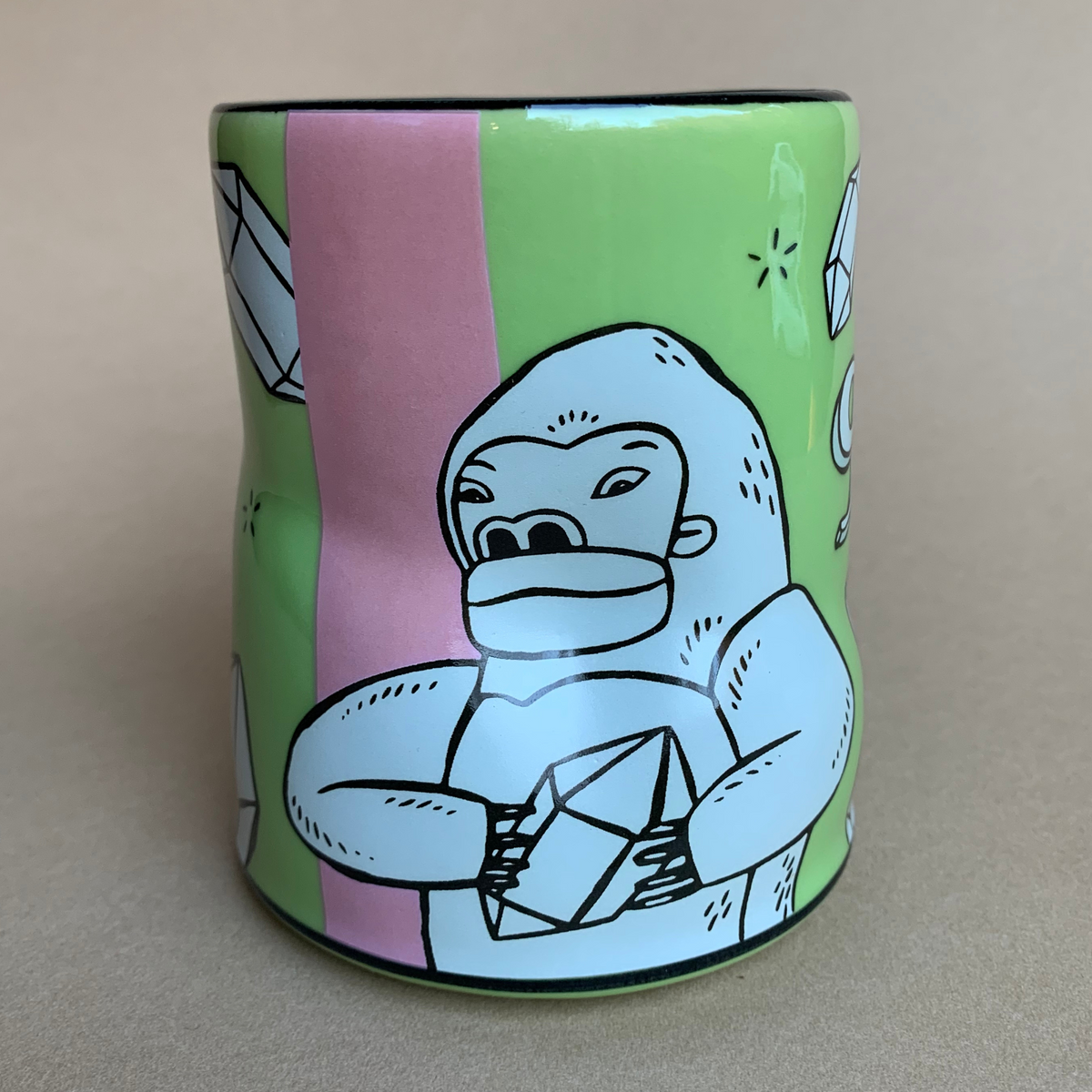 Lucky Gorilla Cup by The Bowl Maker - Ceramic Coffee Tea Mug - Front