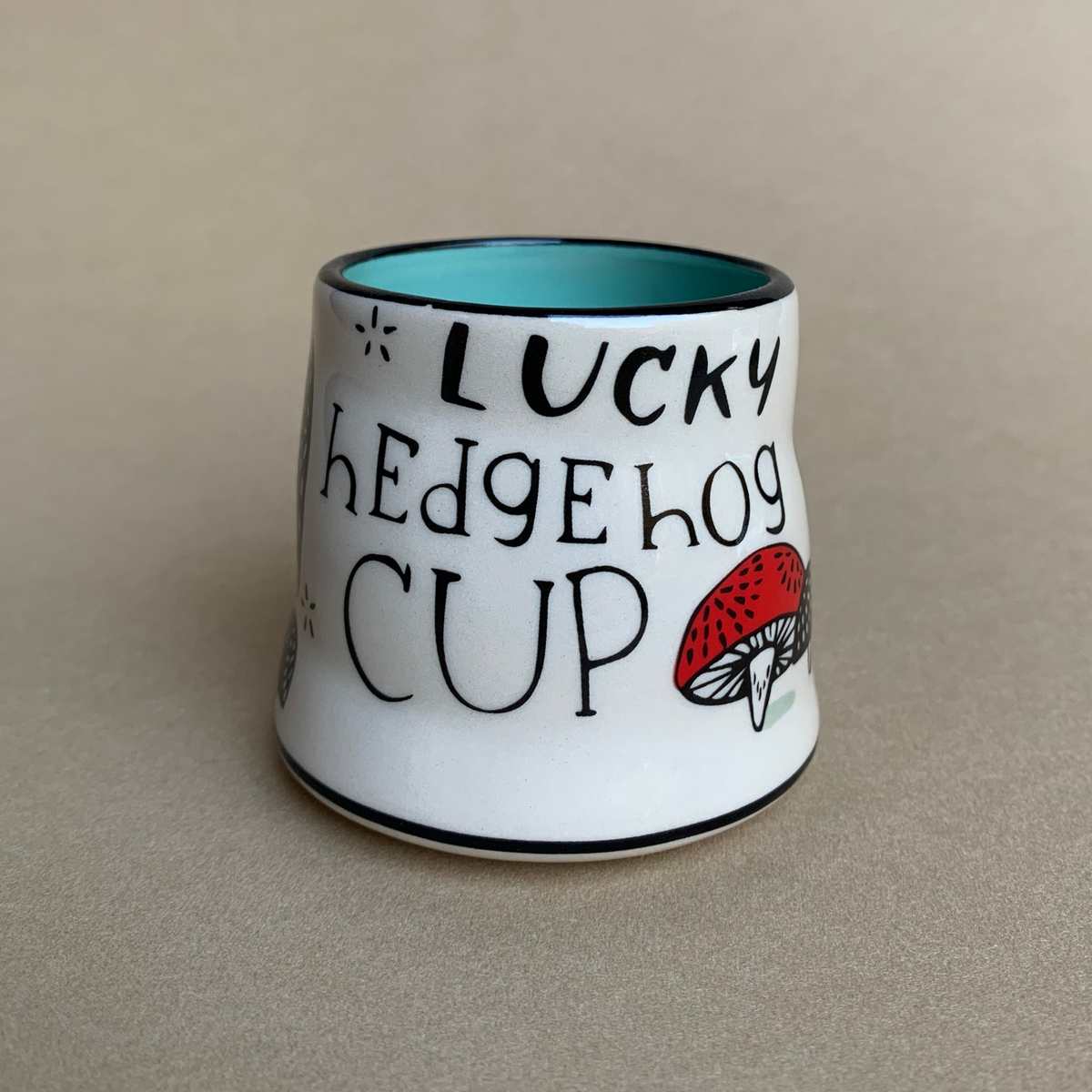 Lucky Hedgehog Cup by The Bowl Maker - Ceramic Coffee Tea Mug - Back
