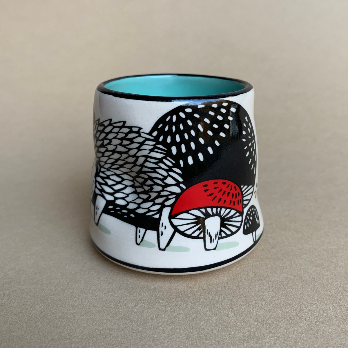 Lucky Hedgehog Cup by The Bowl Maker - Ceramic Coffee Tea Mug - Side
