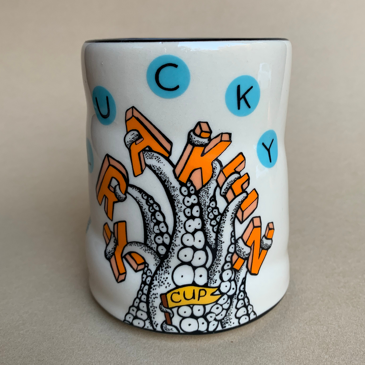 Lucky Kraken Cup by The Bowl Maker - Ceramic Coffee Tea Mug - Back