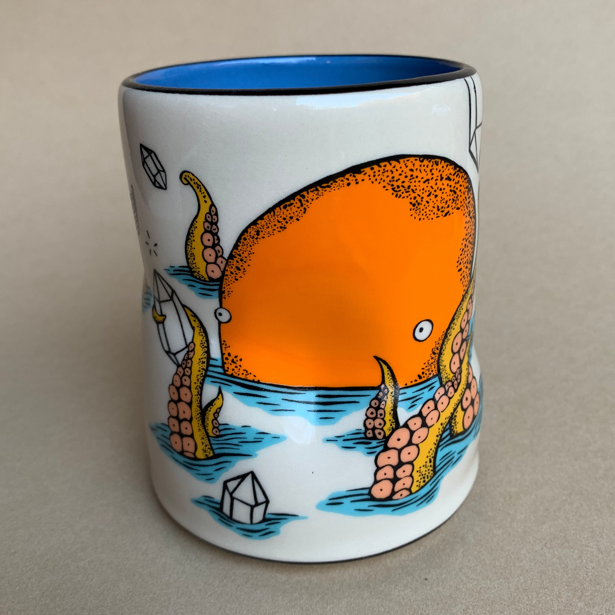 Lucky Kraken Cup by The Bowl Maker - Ceramic Coffee Tea Mug - Front