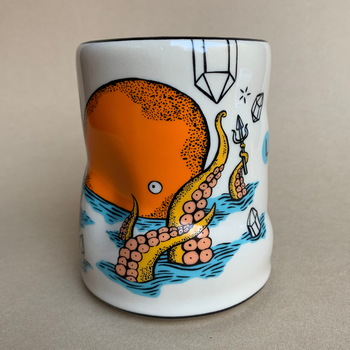 Lucky Kraken Cup by The Bowl Maker - Ceramic Coffee Tea Mug - Side