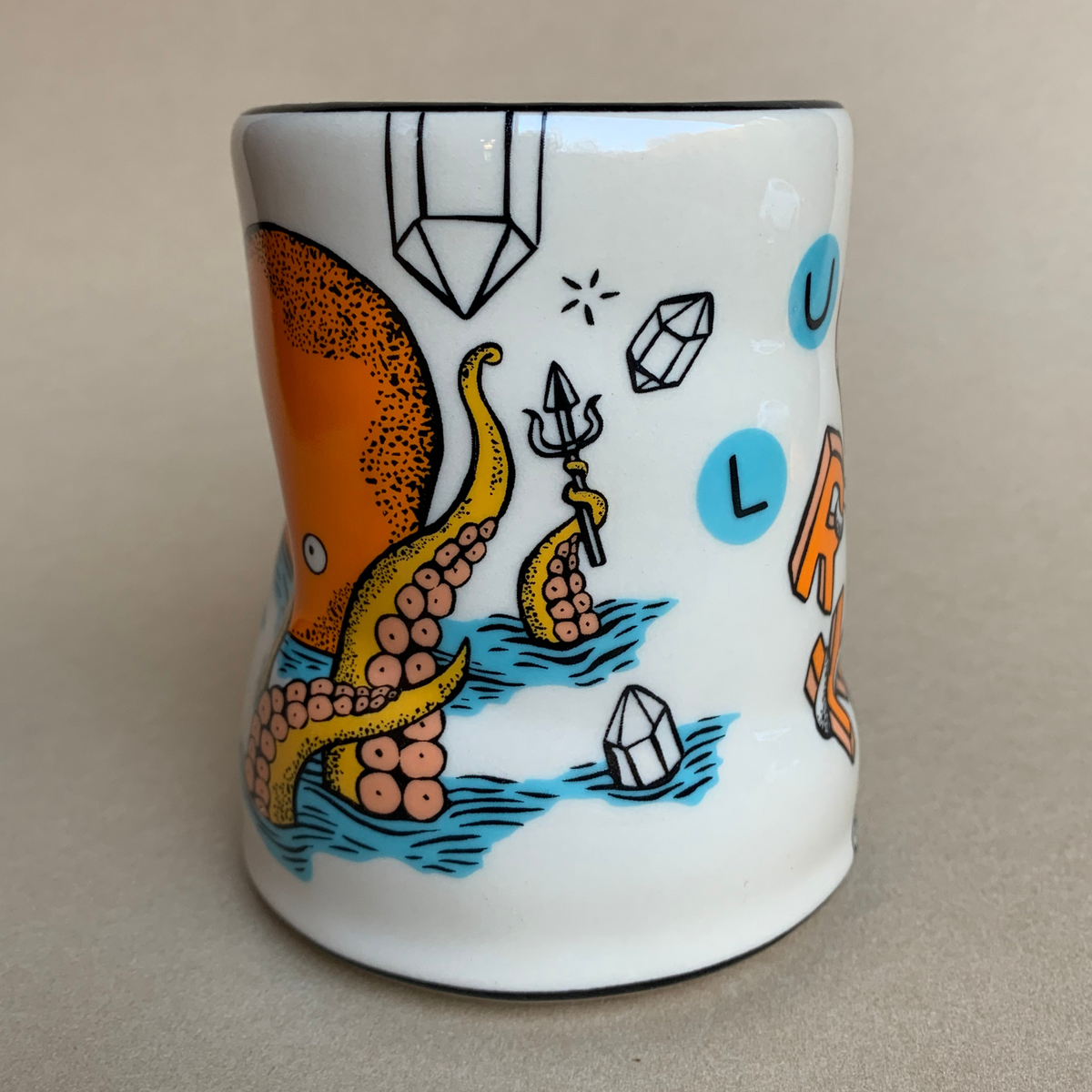 Lucky Kraken Cup by The Bowl Maker - Ceramic Coffee Tea Mug - Side 3