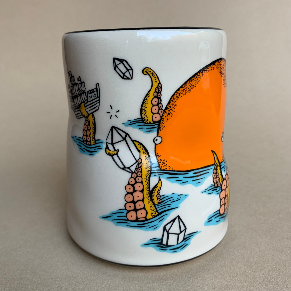Lucky Kraken Cup by The Bowl Maker - Ceramic Coffee Tea Mug - Side 4