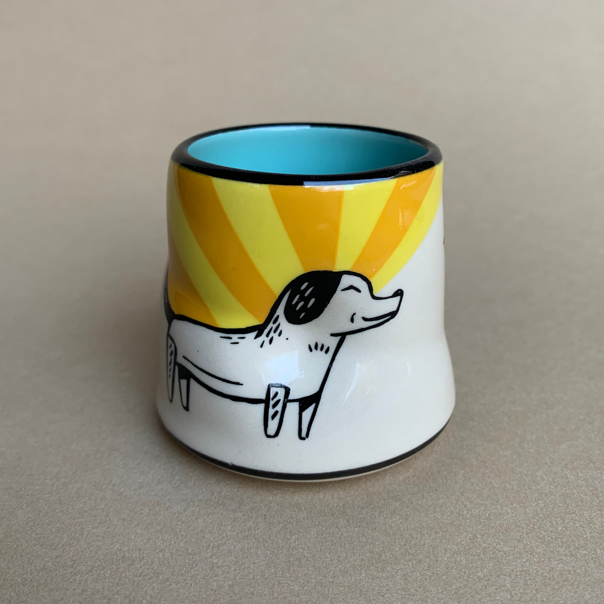 Lucky Little Dog Cup by The Bowl Maker - Ceramic Coffee Tea Mug - Front