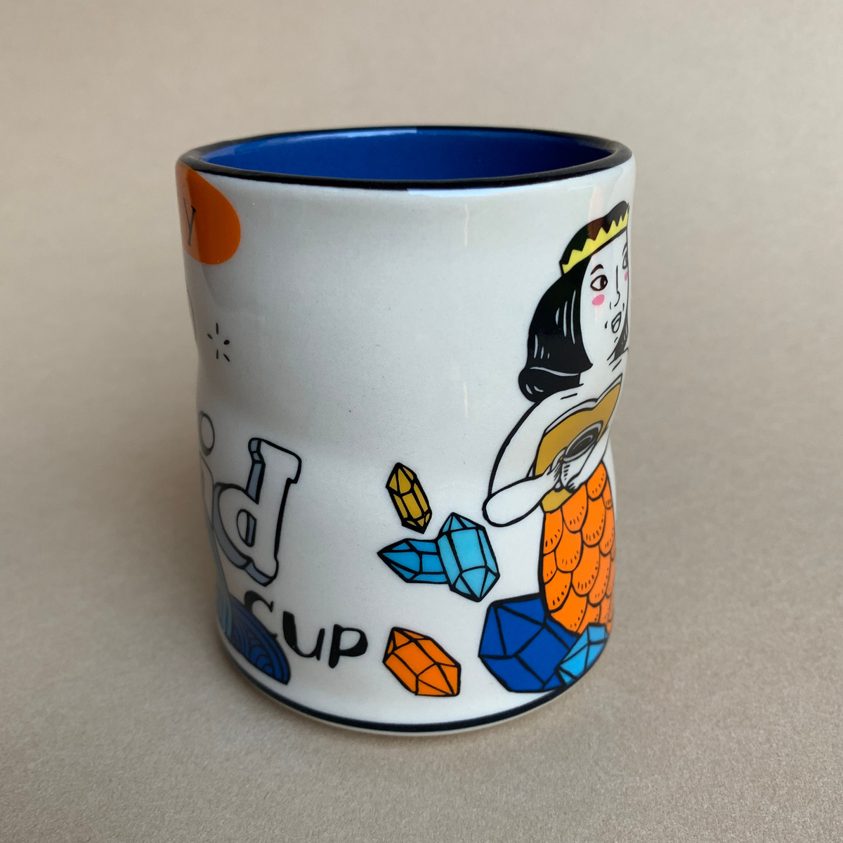 Lucky Mermaid with Chicken Cup by The Bowl Maker - Ceramic Coffee Tea Mug - Side 2