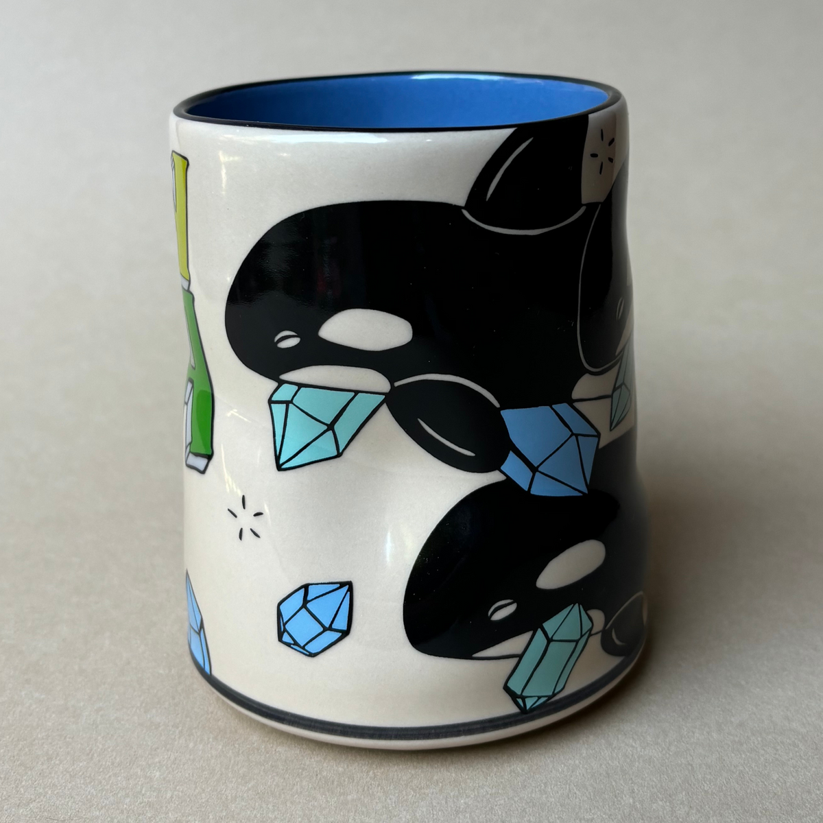 Lucky Orca Cup by The Bowl Maker - Ceramic Coffee Tea Mug - Side 1