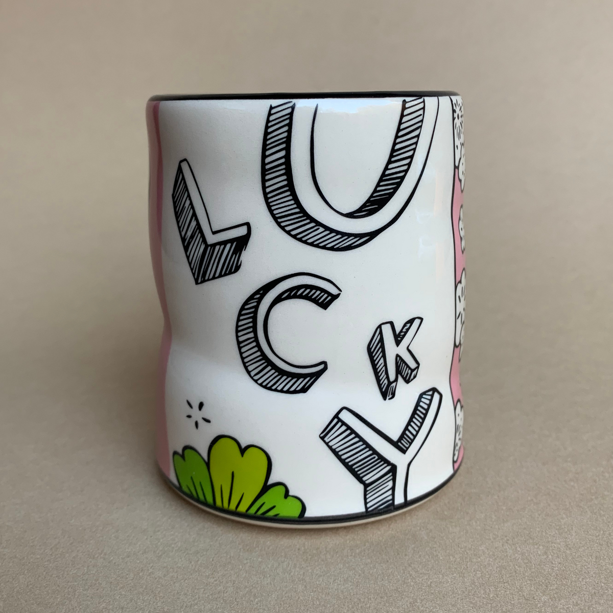 Lucky Pig Cup by The Bowl Maker - Ceramic Coffee Tea Mug - Side