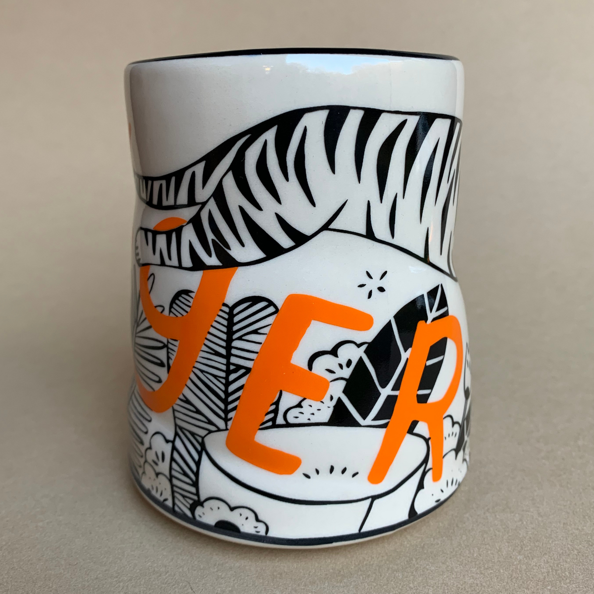 Lucky Tiger Cup by The Bowl Maker - Ceramic Coffee Tea Mug - Back 2
