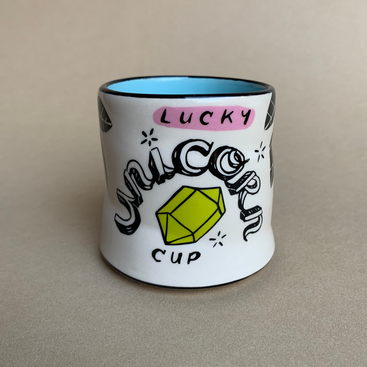 Lucky Unicorn Cup by The Bowl Maker - Ceramic Coffee Tea Mug - Back