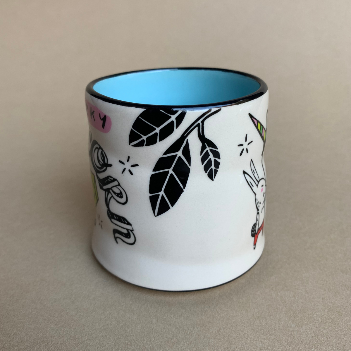 Lucky Unicorn Cup by The Bowl Maker - Ceramic Coffee Tea Mug - Side