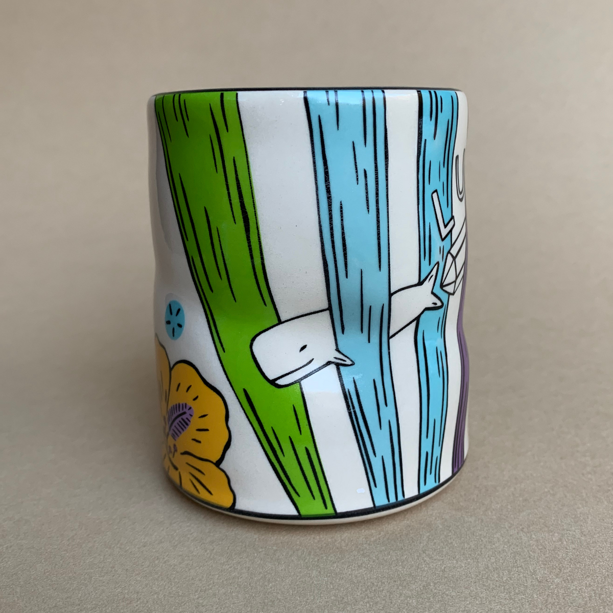 Lucky Whale Cup by The Bowl Maker - Ceramic Coffee Tea Mug - Front
