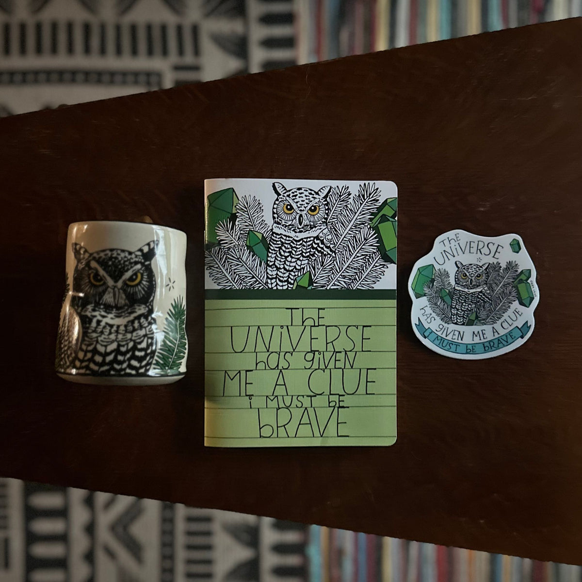 The Great Horned Owl Gift Set - Notebook, Cup, Sticker