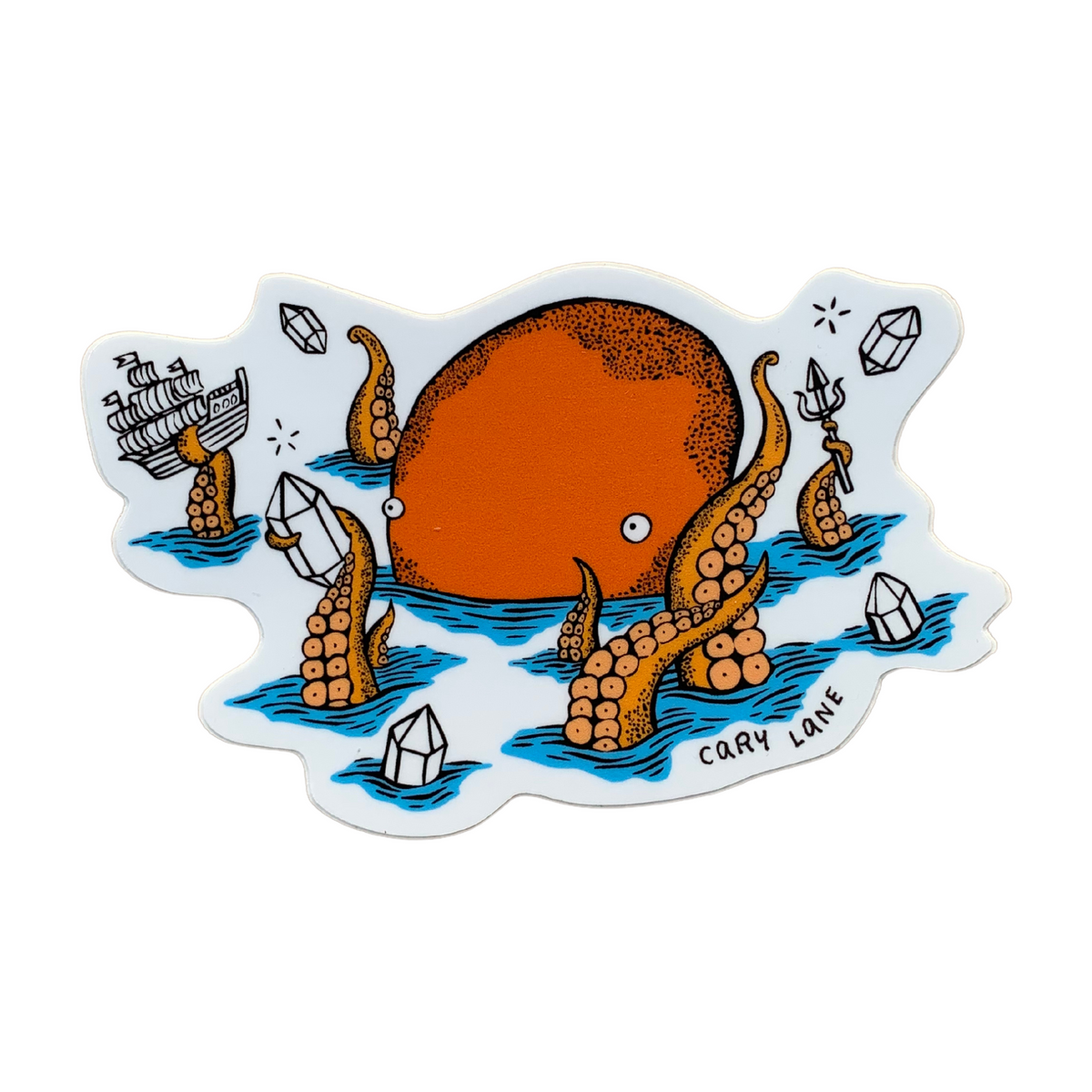 Vinyl Kraken Sticker by The Bowl Maker and Artist Cary Lane